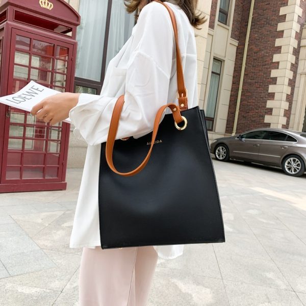 The New Korean Style Trendy Simple Shopping Bag Tote Handbags Casual Shoulder Bag Large-capacity Portable Soft Leather Bag - Image 5