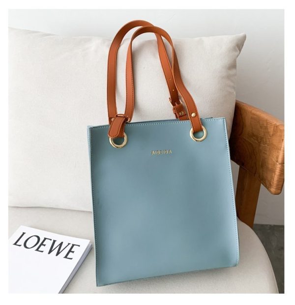 The New Korean Style Trendy Simple Shopping Bag Tote Handbags Casual Shoulder Bag Large-capacity Portable Soft Leather Bag - Image 4