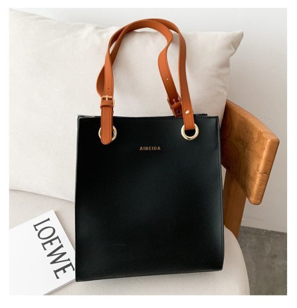 The New Korean Style Trendy Simple Shopping Bag Tote Handbags Casual Shoulder Bag Large-capacity Portable Soft Leather Bag - Image 2