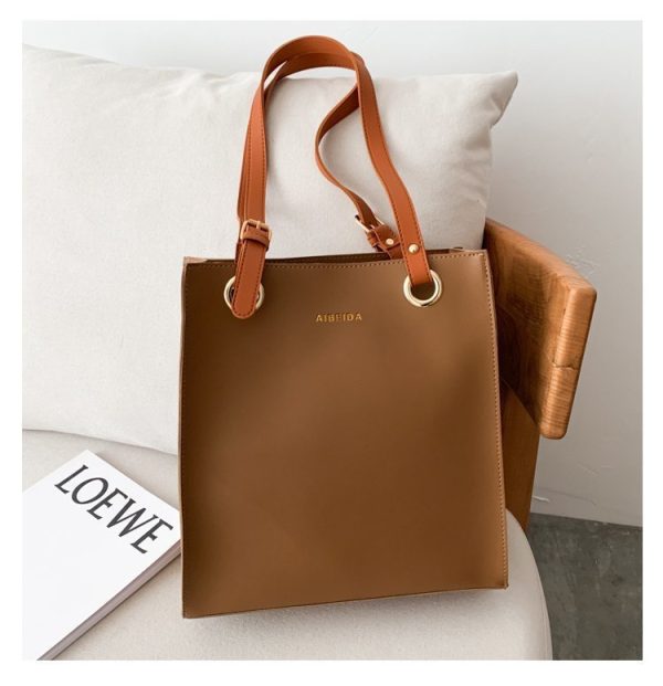 The New Korean Style Trendy Simple Shopping Bag Tote Handbags Casual Shoulder Bag Large-capacity Portable Soft Leather Bag - Image 6