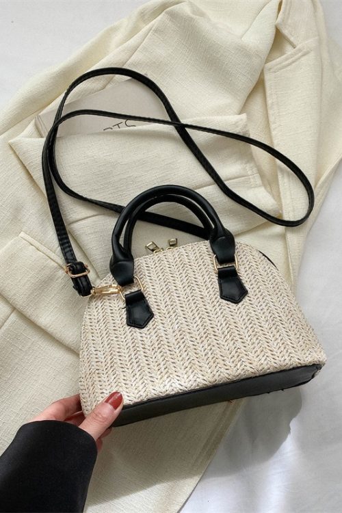 Women’s Fashion Simple Casual Woven Handbag Shoulder Crossbody Bag