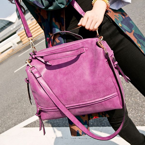 female fashion handbags wholesale bag retro matte leather bag bag locomotive bags bag - Image 2