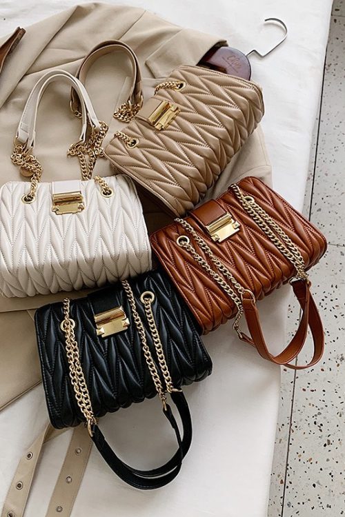 Pleated chain handbag