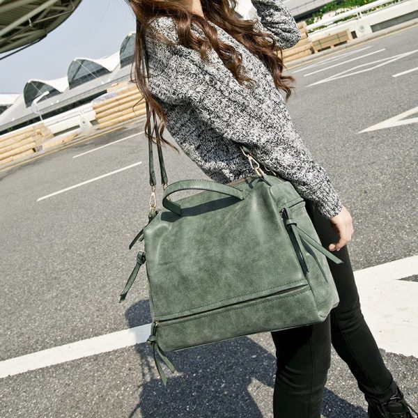 female fashion handbags wholesale bag retro matte leather bag bag locomotive bags bag - Image 4