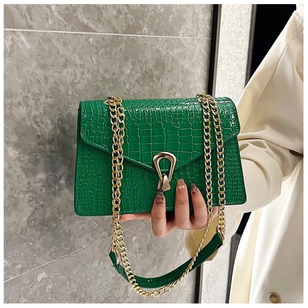 Rose Red Crocodile Pattern Women's Chain Bag - Image 9