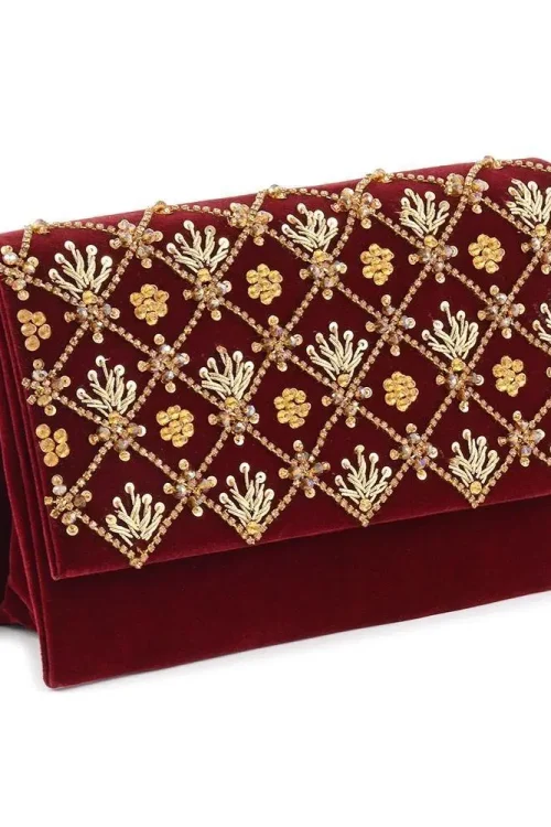 Women’s Velvet Embroidered Fancy Clutch